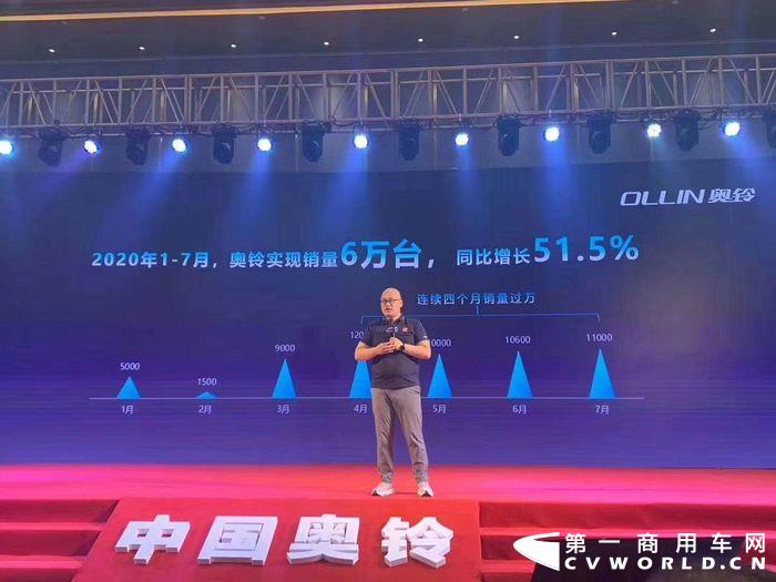 【第一商用車網(wǎng) 原創(chuàng)】今年1-6月，福田奧鈴累計銷售4.8萬輛，同比增長約41%；1-7月預(yù)計銷售6萬輛，同比增長51%。為此，福田奧鈴近日再度調(diào)高年度目標(biāo)至12萬輛，要創(chuàng)造奧鈴發(fā)展史上的新紀(jì)錄。